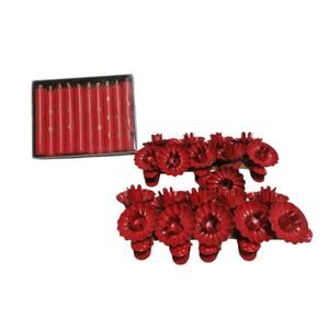 20 VTG RED Clip on Tin Candle Holder Pinecone Christmas Tree Metal + 20 Candles